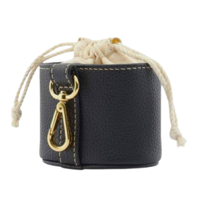 Drawstring Leather Treat Pouch with Clip