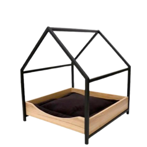 Modern Metal Frame Pet Bed with House Design