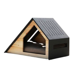 Modern A-Frame Pet Crate with Wood and Metal Design