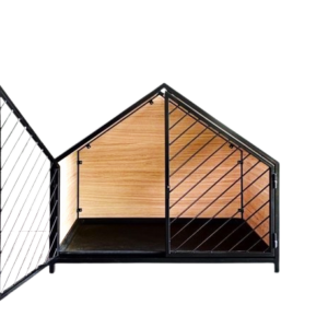 Modern Luxury Dog Crate with Wood and Metal Design