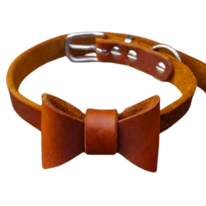 Elegant Leather Bowtie Dog Collar